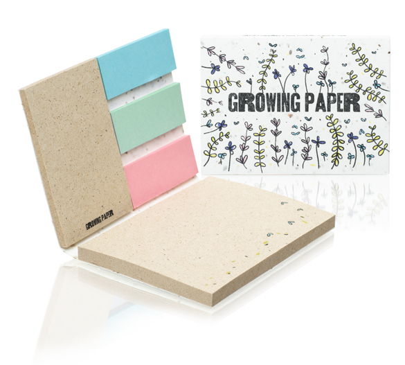 PM061-SEEDS Zestaw notesów samoprzylepnych z papieru z trawy w miękkiej okładce z papieru z nasionami