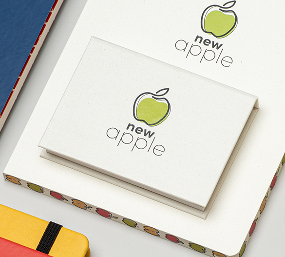 PM135-APPLE Zestaw notesów samoprzylepnych z papieru z recyklingu w twardej okładce z papieru z jabłek
